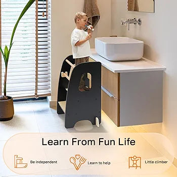 4-in-1 Wooden Toddler Learning Tower: Kitchen Helper, Table, Chair & Easel - Family Nest