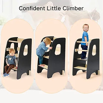4-in-1 Wooden Toddler Learning Tower: Kitchen Helper, Table, Chair & Easel - Family Nest
