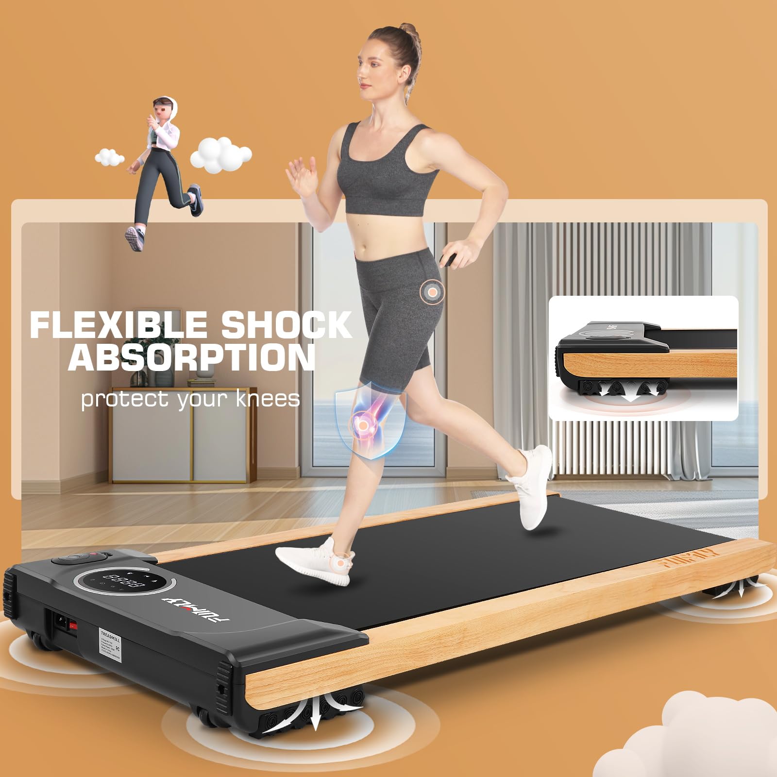 FUNMILY 2-in-1 Wooden Under-Desk Treadmill with Smart App & Incline - Family Nest