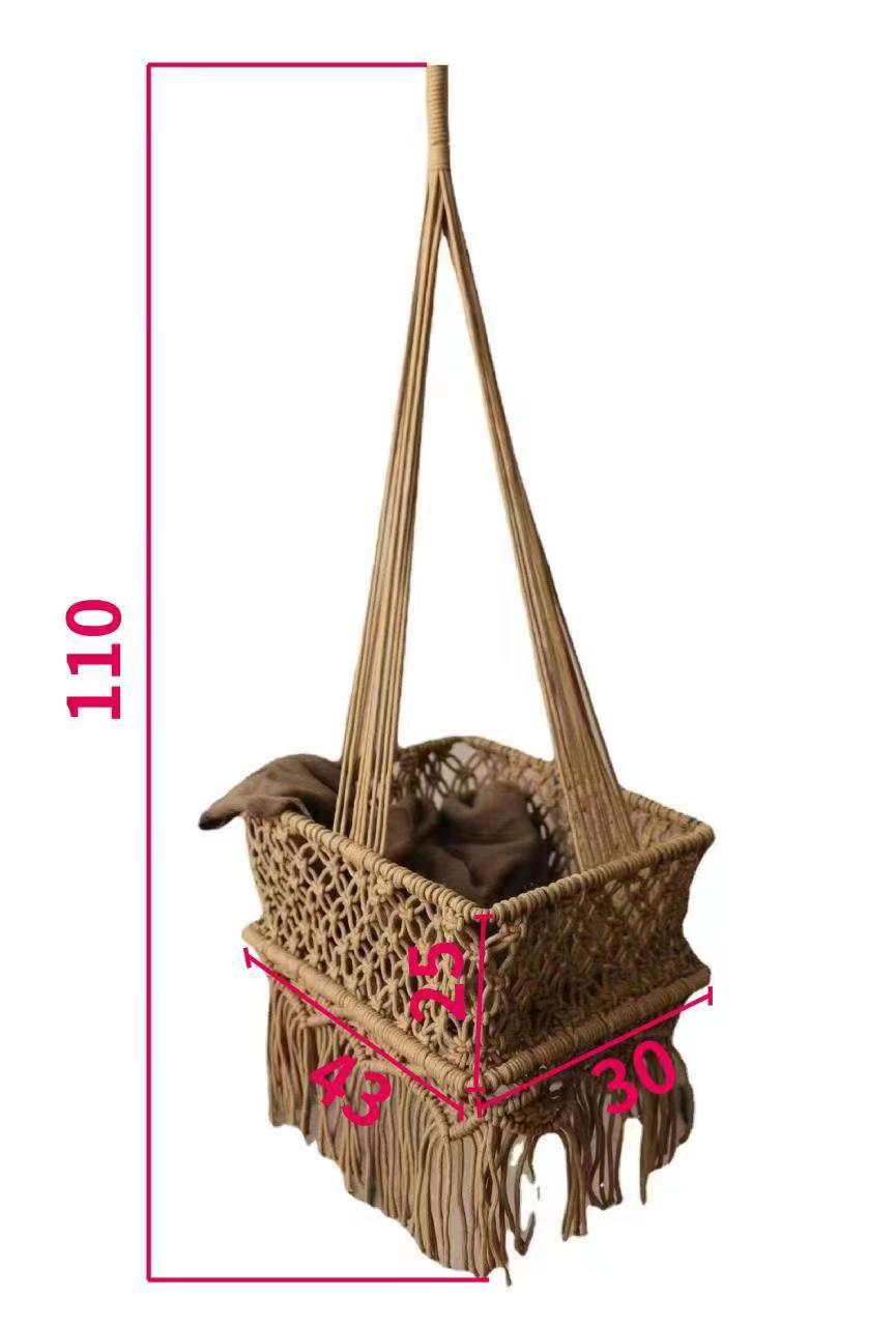 Bohemian Macrame Baby Hammock - Cozy Cotton Hanging Cradle Swing - Family Nest