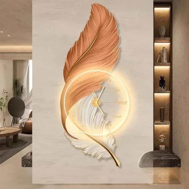 Ethereal Feather LED Wall Clock - Family Nest