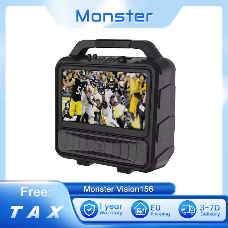 Monster Vision 2: Portable 15.6" HD TV & Bluetooth Speaker | All-in-One Outdoor Entertainment System