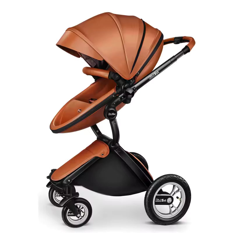 Luxury Baby Stroller Portable High Landscape Luxury Stroller Leather Stroller Travel Pram Pushchair trolley baby car carriage - Family Nest