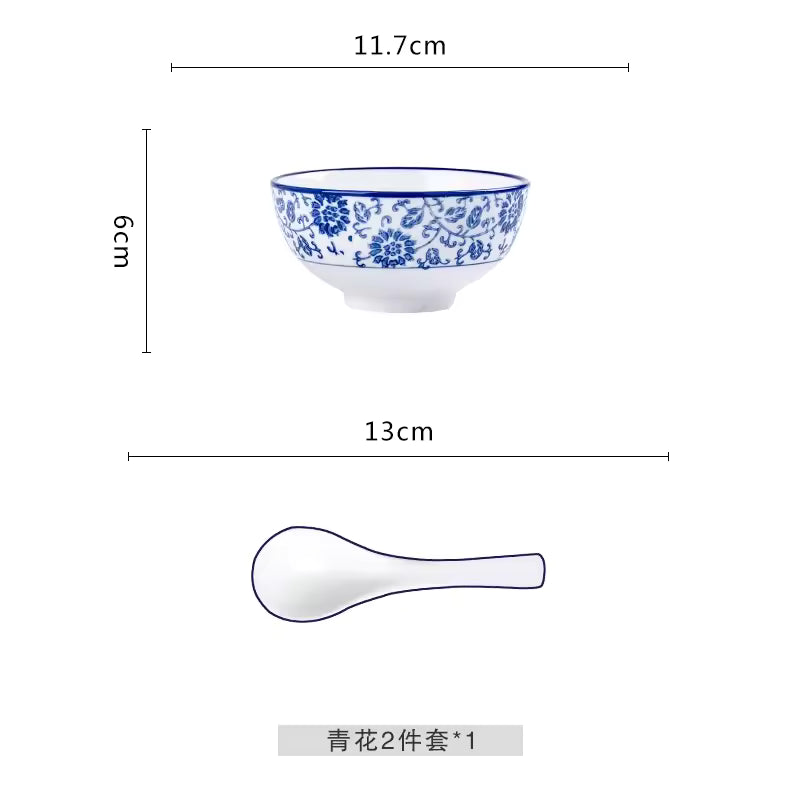 Azure Bloom Ceramic Serving Platter - 13-Piece Set - Family Nest