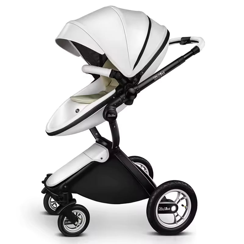 Luxury Baby Stroller Portable High Landscape Luxury Stroller Leather Stroller Travel Pram Pushchair trolley baby car carriage - Family Nest