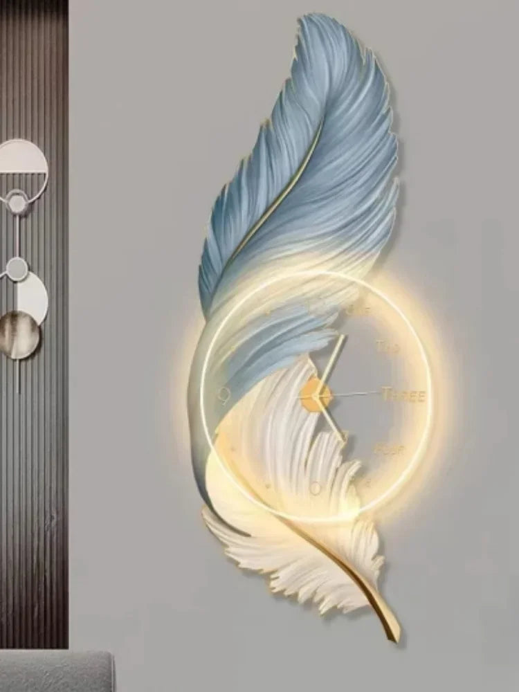 Ethereal Feather LED Wall Clock - Family Nest