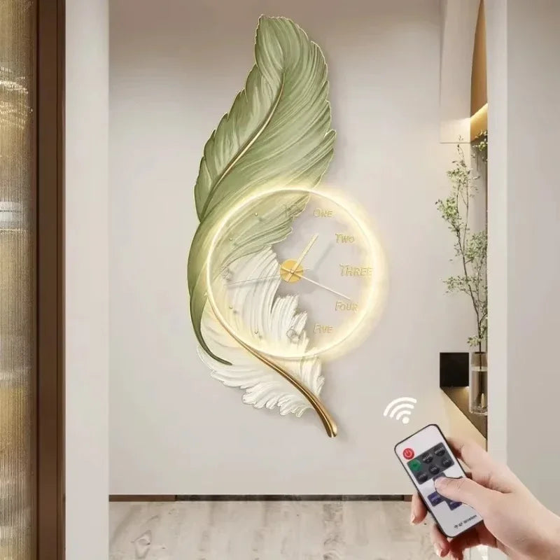 Ethereal Feather LED Wall Clock - Family Nest