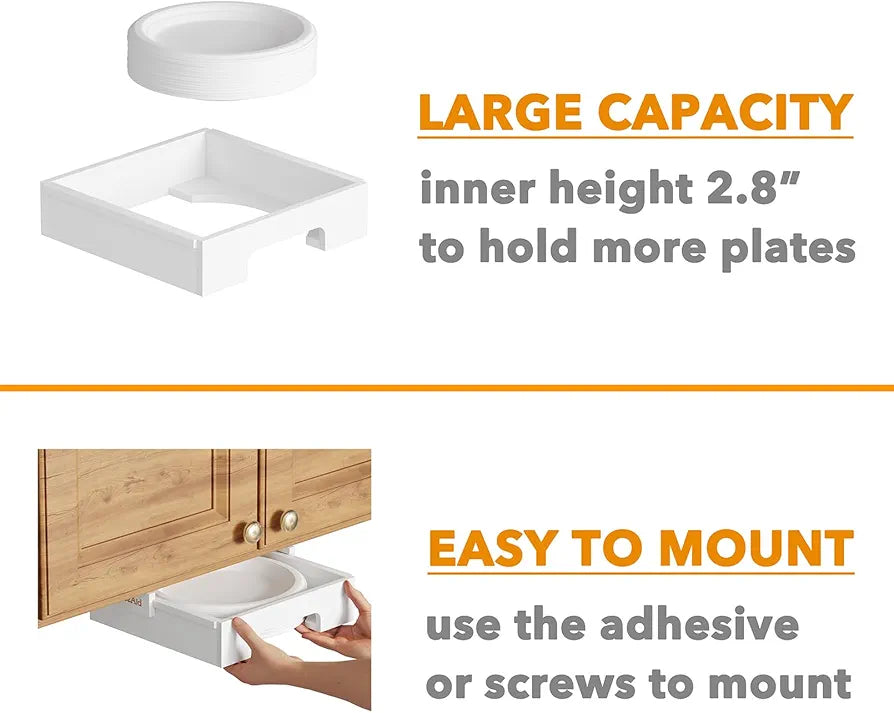 LuxeStack™ | Under-Cabinet Paper Plate Dispenser