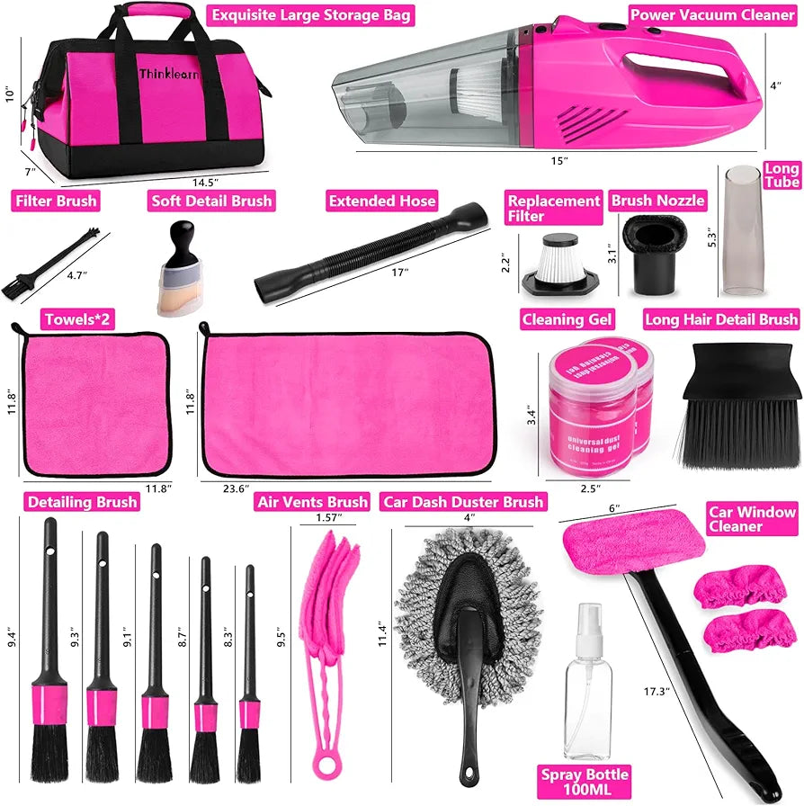 Elite Pink Detailing King: 20-Piece Full Interior & Exterior Care Kit