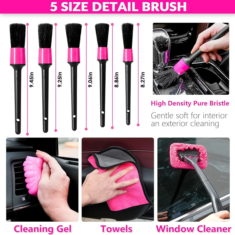 Elite Pink Detailing King: 20-Piece Full Interior & Exterior Care Kit