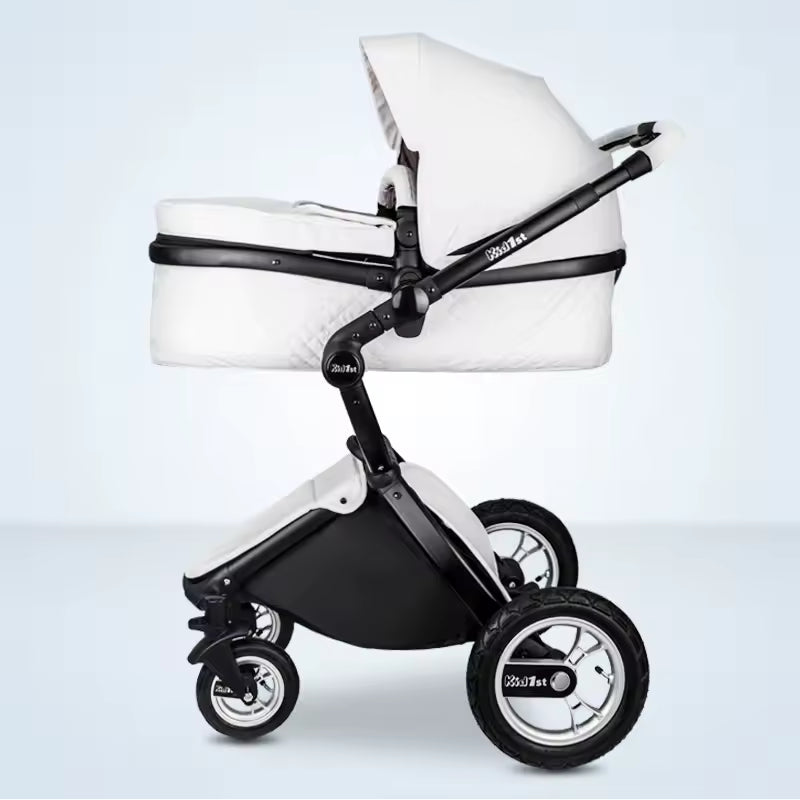 Luxury Baby Stroller Portable High Landscape Luxury Stroller Leather Stroller Travel Pram Pushchair trolley baby car carriage - Family Nest 