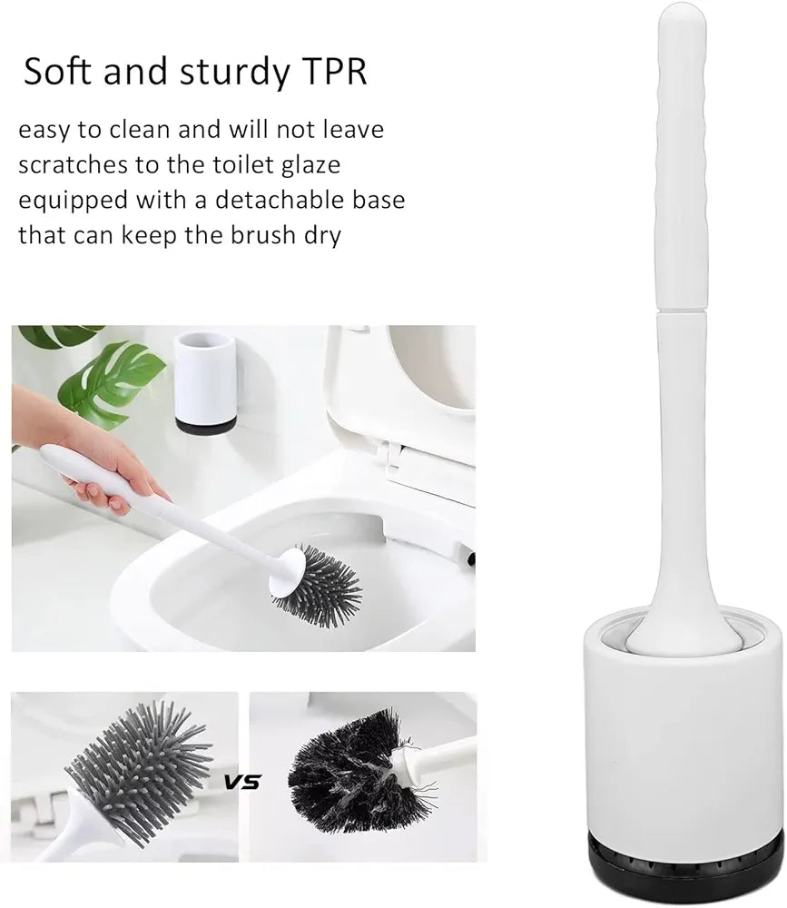 Modern Silicone Toilet Brush with Quick-Dry Holder