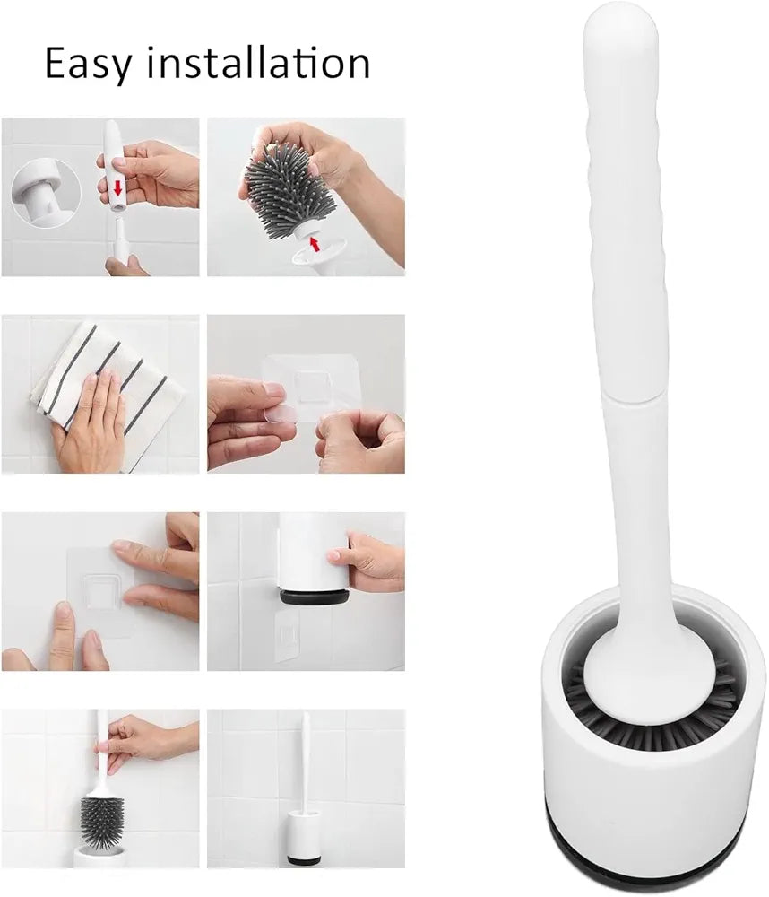 Modern Silicone Toilet Brush with Quick-Dry Holder
