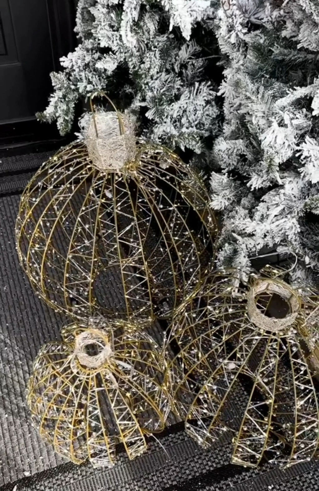Set of 3 Outdoor Lighted Christmas Sphere Balls - Large LED Holiday Ornaments