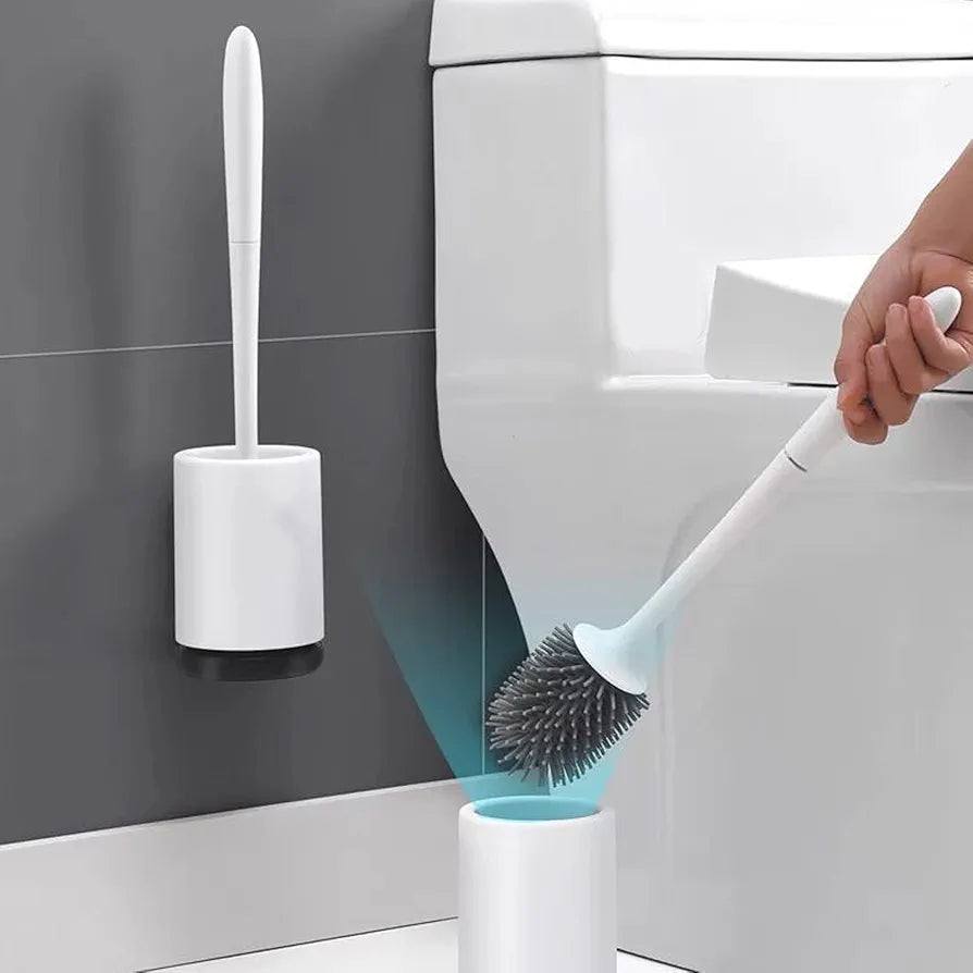 Modern Silicone Toilet Brush with Quick-Dry Holder
